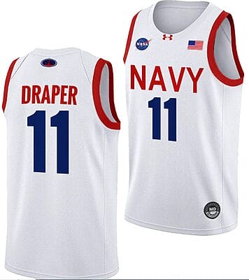 Donovan Draper Jersey #11 Navy Midshipmen NASA-Themed Basketball uniform 2023-24 White