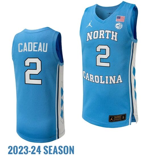 Elliot Cadeau Jersey #2 North Carolina Tar Heels Replica College Basketball 2023-24 Blue