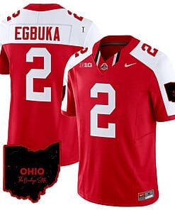 Emeka Egbuka Jersey #2 Ohio State Buckeyes College Football Stitched Vapor Limited Ohio Patch Red Alternate