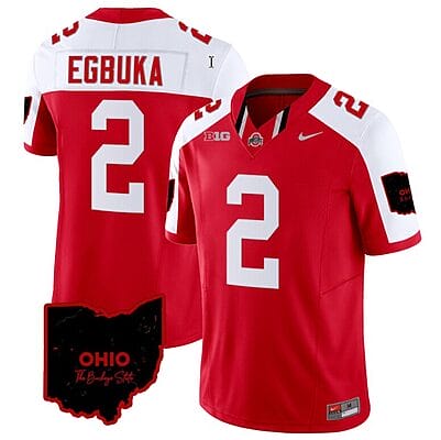 Emeka Egbuka Jersey #2 Ohio State Buckeyes College Football Stitched Vapor Limited Ohio Patch Red Alternate