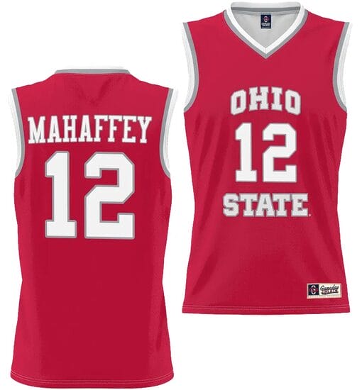 Evan Mahaffey Jersey #12 Ohio State Buckeyes College Basketball Lightweight Scarlet