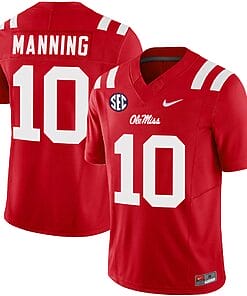 Eli Manning Jersey #10 Ole Miss Rebels Football Vapor Limited All Stitched Red