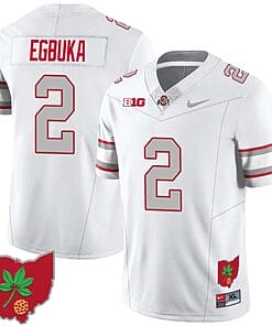 Emeka Egbuka Jersey #2 Ohio State Buckeyes Football Stitched Ohio Map Patch White