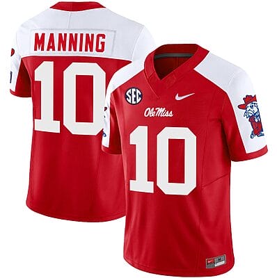Eli Manning Jersey #10 Ole Miss Rebels Football Vapor Limited All Stitched Red Alternate