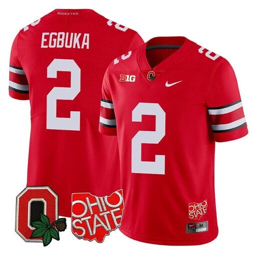Emeka Egbuka Jersey #2 Ohio State Buckeyes College Football Stitched Logo Patch Scarlet