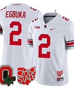 Emeka Egbuka Jersey #2 Ohio State Buckeyes College Football Stitched Logo Patch White