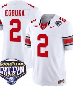 Emeka Egbuka Jersey #2 Ohio State Buckeyes Cotton Bowl Patch Vapor Football White