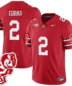 Emeka Egbuka Jersey #2 Ohio State Buckeyes Football 2023 Stitched Brutus Buckeye Patch Scarlet