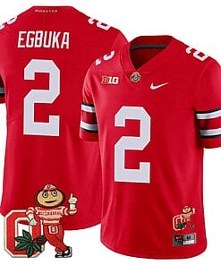 Emeka Egbuka Jersey #2 Ohio State Buckeyes Mascot Patch College Football Scarlet