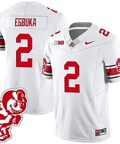 Emeka Egbuka Jersey #2 Ohio State Buckeyes Football 2023 Stitched Brutus Buckeye Patch White