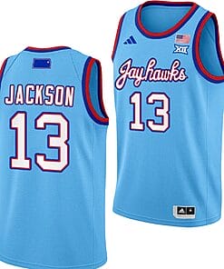 Elmarko Jackson Jersey #13 Kansas Jayhawks Basketball DRIP Alternate 2023-24 Baby Blue