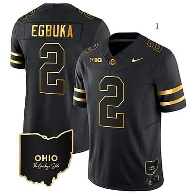 Emeka Egbuka Jersey #2 Ohio State Buckeyes College Football Stitched Vapor Limited Gold Ohio Patch Black Gold