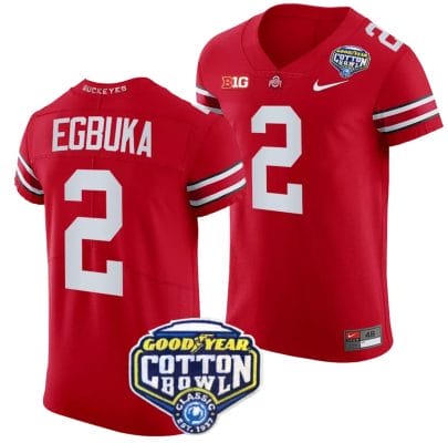 Emeka Egbuka Jersey #2 Ohio State Buckeyes Cotton Bowl Patch 2023 Football Scarlet