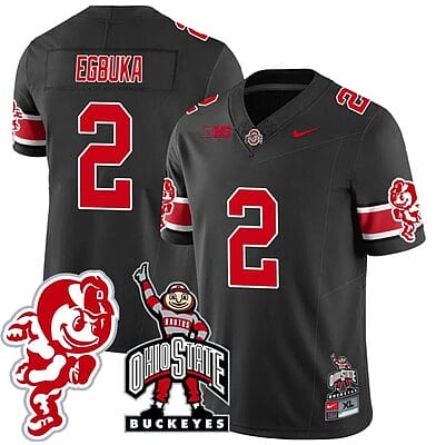 Emeka Egbuka Jersey #2 Ohio State Buckeyes Football Stitched Brutus Buckeye Patch Black