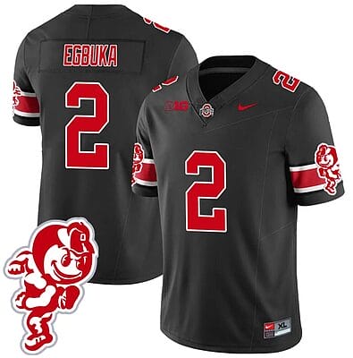 Emeka Egbuka Jersey #2 Ohio State Buckeyes Football 2023 Stitched Brutus Buckeye Patch Black