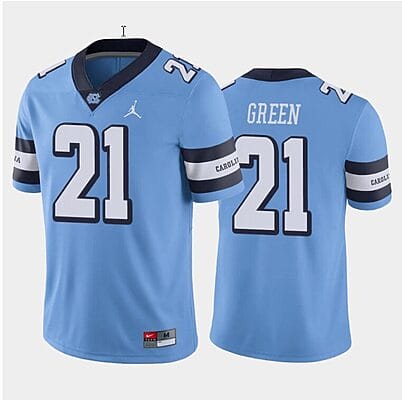 Elijah Green Jersey #21 North Carolina Tar Heels College Football All Stitched Blue