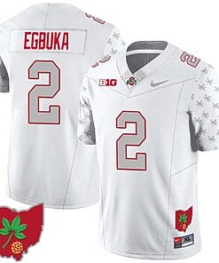 Emeka Egbuka Jersey #2 Ohio State Buckeyes Football Stitched Ohio Map Patch White Special