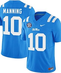 Eli Manning Jersey #10 Ole Miss Rebels Football Vapor Limited All Stitched Powder Blue