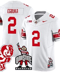 Emeka Egbuka Jersey #2 Ohio State Buckeyes Football Stitched Brutus Buckeye Patch White