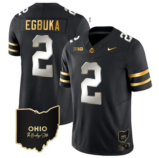 Emeka Egbuka Jersey #2 Ohio State Buckeyes College Football Stitched Vapor Limited Gold Ohio Patch Black Limited