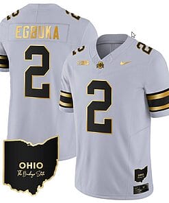 Emeka Egbuka Jersey #2 Ohio State Buckeyes College Football Stitched Vapor Limited Gold Ohio Patch Gray Gold