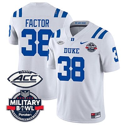 Factor Jersey #38 Duke Blue Devils Football Limited White - Military Bowl