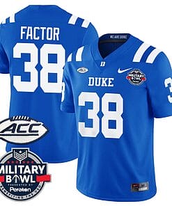 Factor Jersey #38 Duke Blue Devils Football Limited Royal - Military Bowl