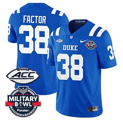 Factor Jersey #38 Duke Blue Devils Football Limited Royal - Military Bowl
