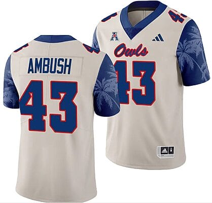 FAU Owls Jackson Ambush Jersey #43 Alternate Football Game Sand 2023