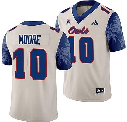 FAU Owls Josh Moore Jersey #10 Alternate Football Game Sand 2023