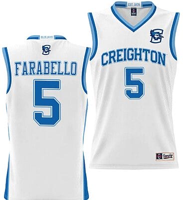Francisco Farabello Jersey #5 Creighton Bluejays College NIL Basketball Lightweight White