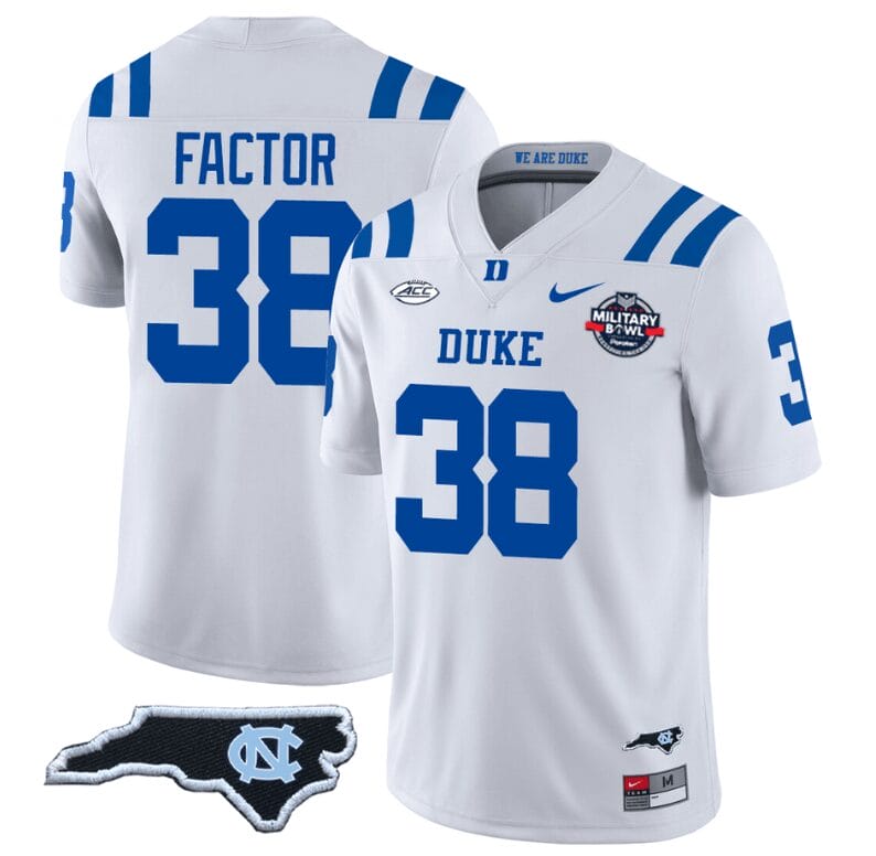 Factor Jersey #38 Duke Blue Devils Football Limited White - NC State