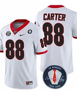 Georgia Bulldogs Jalen Carter Jersey #88 Honoring Vince Dooley Patch – All Stitched White