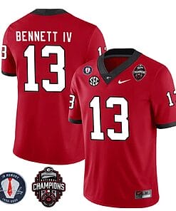 Georgia Bulldogs Stetson Bennett Jersey #13 - Back To Back National Champions College Football Red