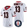 Georgia Bulldogs Stetson Bennett Jersey #13 Honoring Vince Dooley Patch – All Stitched White