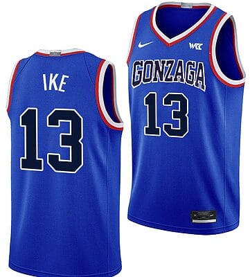 Graham Ike Jersey #13 Gonzaga Bulldogs Throwback Basketball uniform 2023-24 Blue