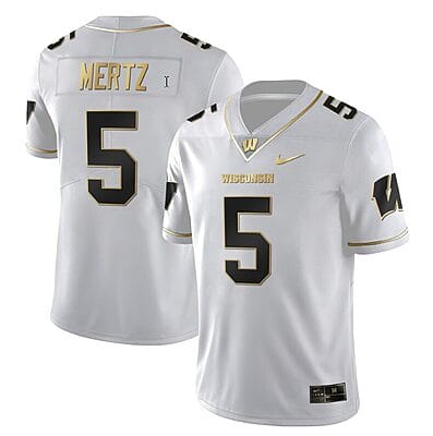 Graham Mertz Jersey #5 Wisconsin Badgers Gold Vapor College Football White Gold