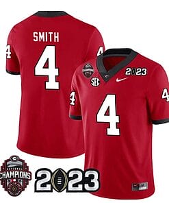 Georgia Bulldogs Nolan Smith Jersey #4 CFP National Champions Patch 2023 – All Stitched Red