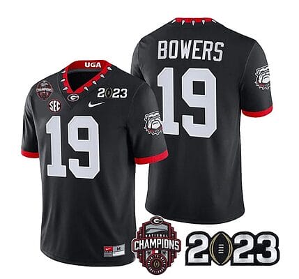 Georgia Bulldogs Brock Bowers Jersey #19 CFP National Champions Patch 2023 – All Stitched Black