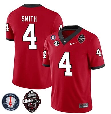 Georgia Bulldogs Nolan Smith Jersey #4 - Back To Back National Champions College Football Red