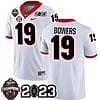 Georgia Bulldogs Brock Bowers Jersey #19 CFP National Champions Patch 2023 – All Stitched White