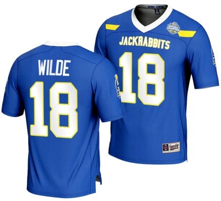 Griffin Wilde Jersey #18 South Dakota State Jackrabbits 2023 FCS Football National Champions Blue