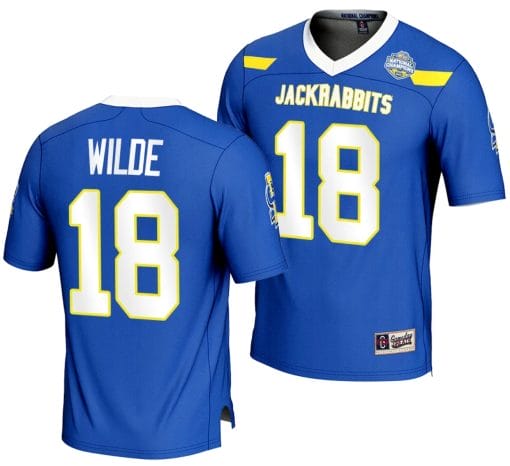 Griffin Wilde Jersey #18 South Dakota State Jackrabbits 2023 FCS Football National Champions Blue