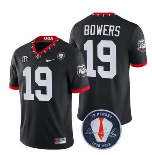 Georgia Bulldogs Brock Bowers Jersey #19 Honoring Vince Dooley Patch – All Stitched Black