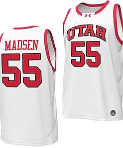 Gabe Madsen Jersey #55 Utah Utes College Basketball 2023-24 Replica White