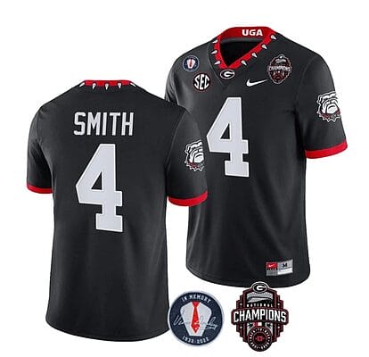 Georgia Bulldogs Nolan Smith Jersey #4 - Back To Back National Champions College Football Black