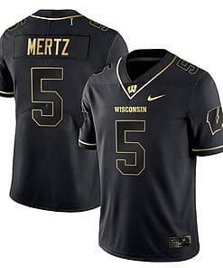 Graham Mertz Jersey #5 Wisconsin Badgers Gold Vapor College Football Black Gold