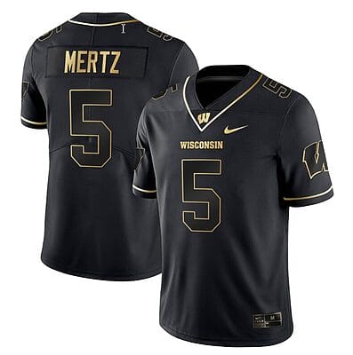 Graham Mertz Jersey #5 Wisconsin Badgers Gold Vapor College Football Black Gold