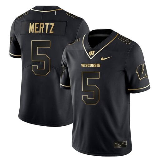 Graham Mertz Jersey #5 Wisconsin Badgers Gold Vapor College Football Black Gold