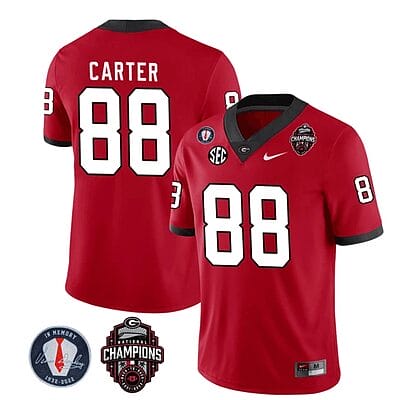 Georgia Bulldogs Jalen Carter Jersey #88 - Back To Back National Champions College Football Red